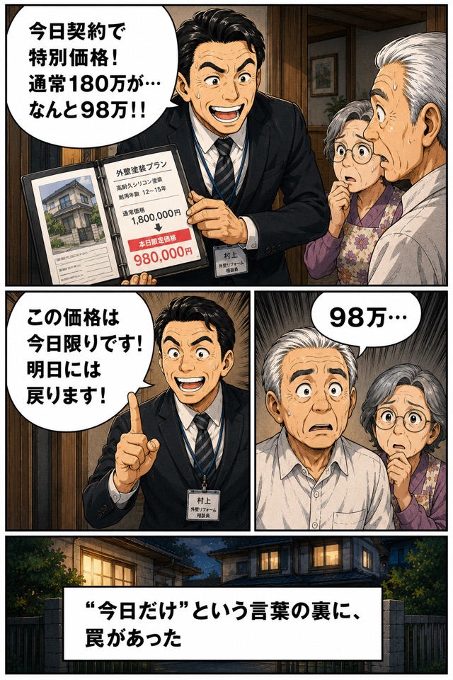 今日だけ価格を迫る訪問営業
